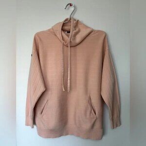 Verve Ellipse Levelwear High Mock Neck Collar Knit Ribbed Sweater Peach Size S